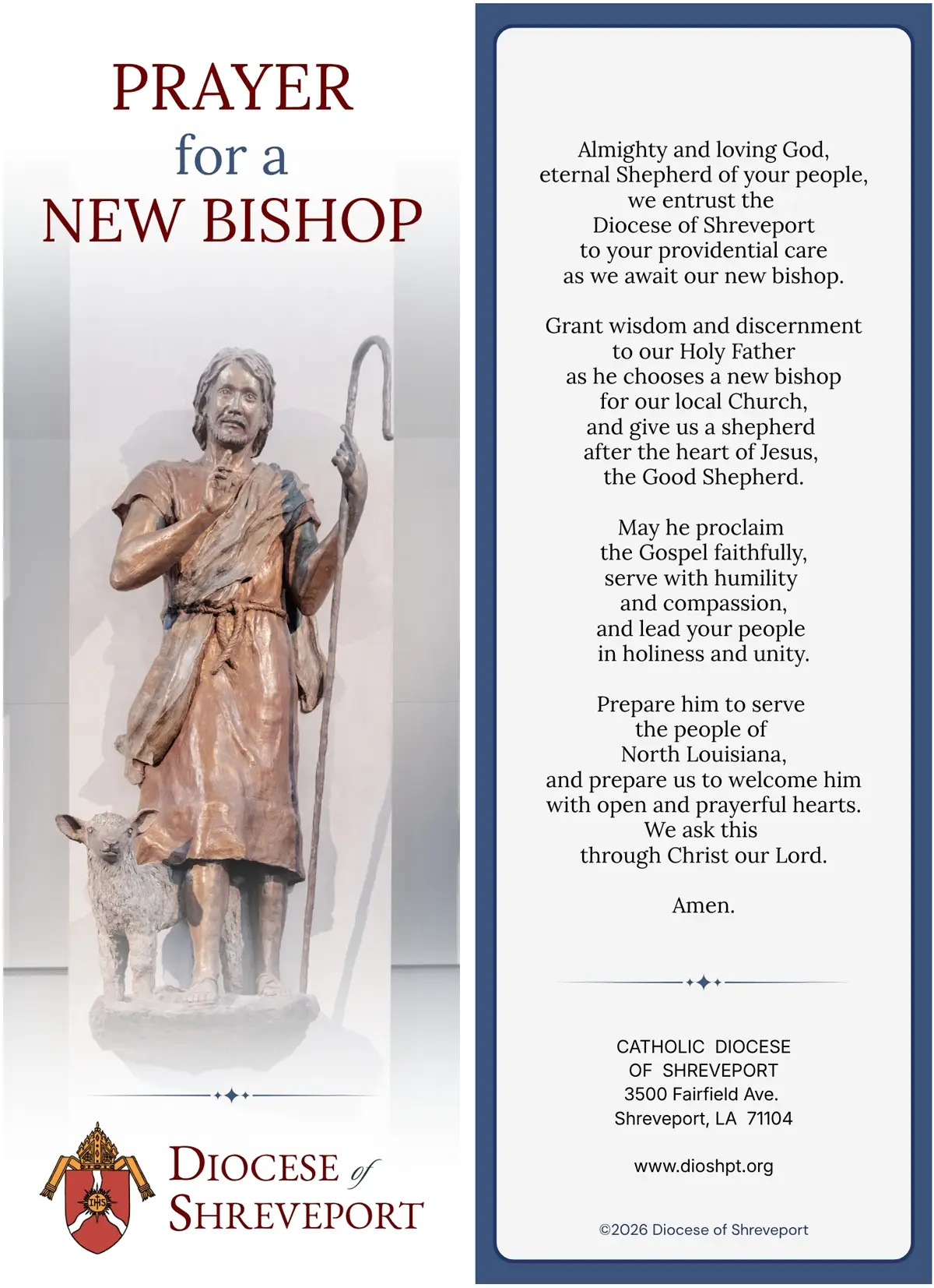 Bishop Prayer Card