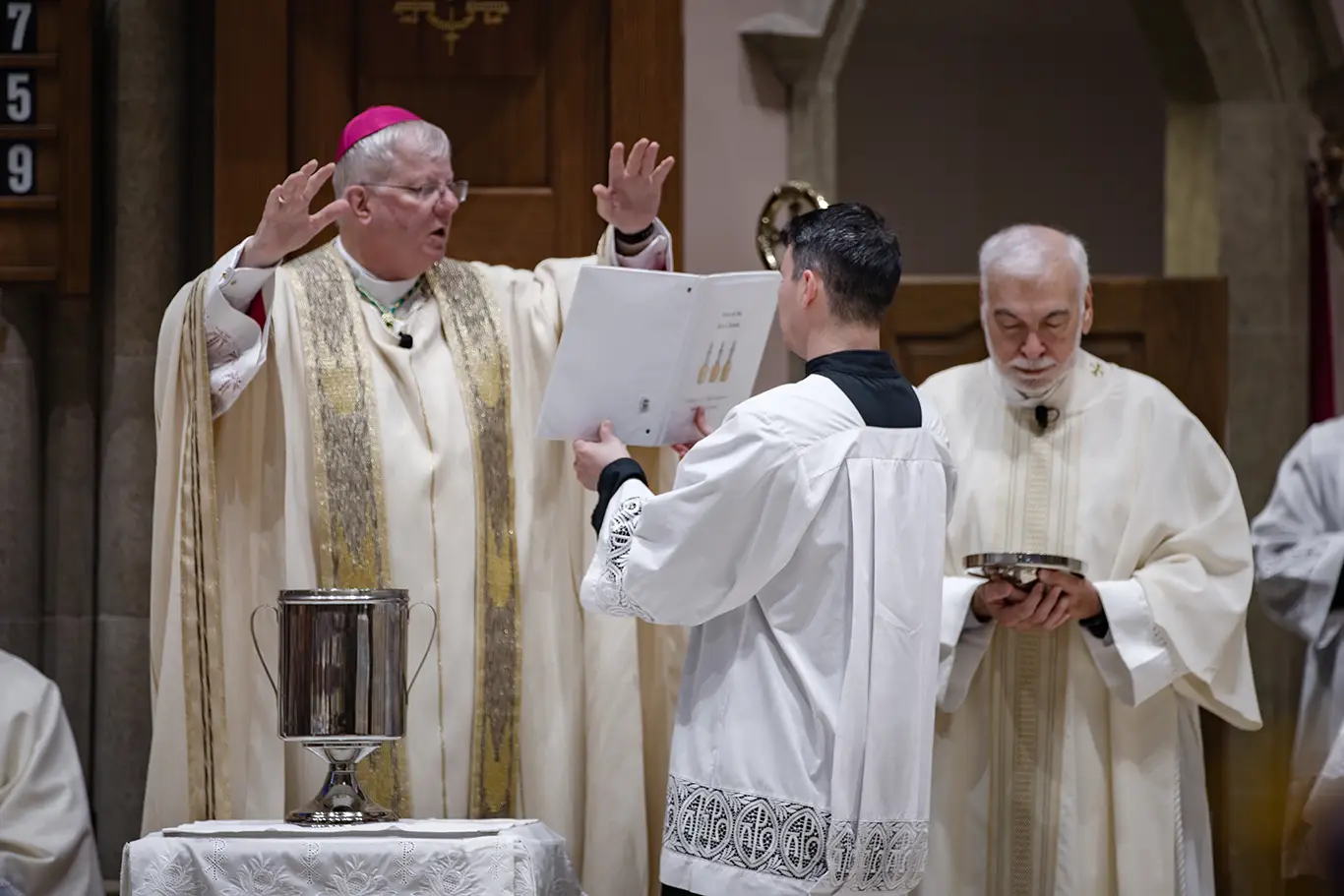 Bishop Malone blessing oils at the Diocese of Shreveport Chrism Mass, March 2026