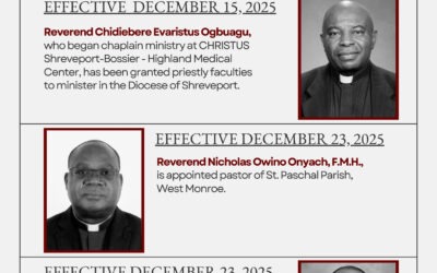 Clergy Announcement December 22, 2025